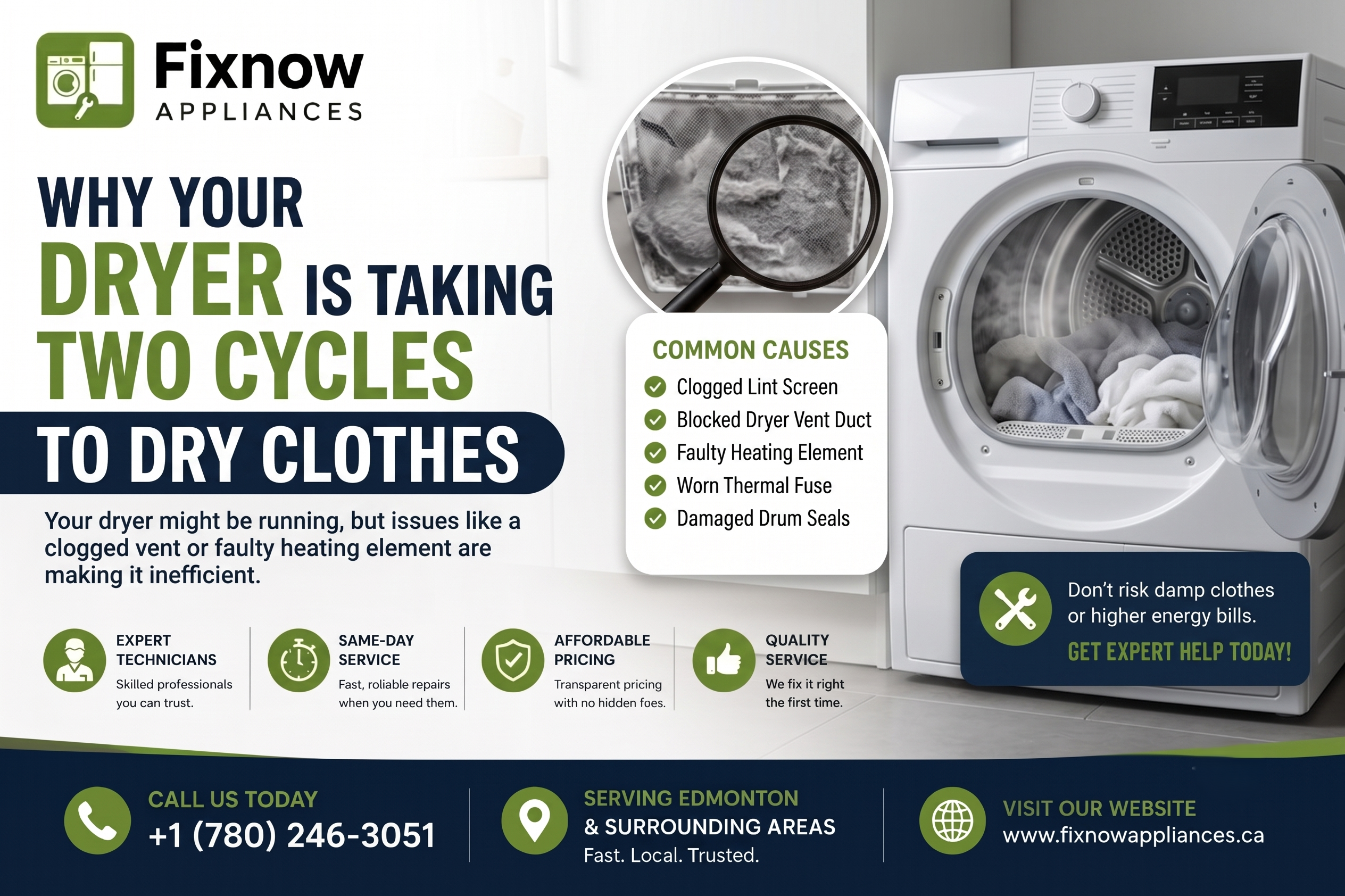 Dryer Taking Two Cycles to Dry Clothes? | FixNow Appliances
